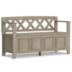 Banc de rangement en bois massif de 122 cm avec couvercle relevable