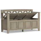Banc de rangement en bois massif de 122 cm avec couvercle relevable