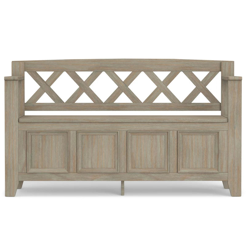 Banc de rangement en bois massif de 122 cm avec couvercle relevable
