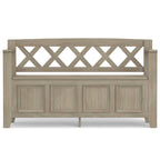 Banc de rangement en bois massif de 122 cm avec couvercle relevable