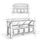 Banc de rangement en bois massif de 122 cm avec couvercle relevable
