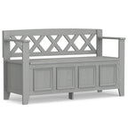 Banc de rangement en bois massif de 122 cm avec couvercle relevable