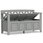 Banc de rangement en bois massif de 122 cm avec couvercle relevable