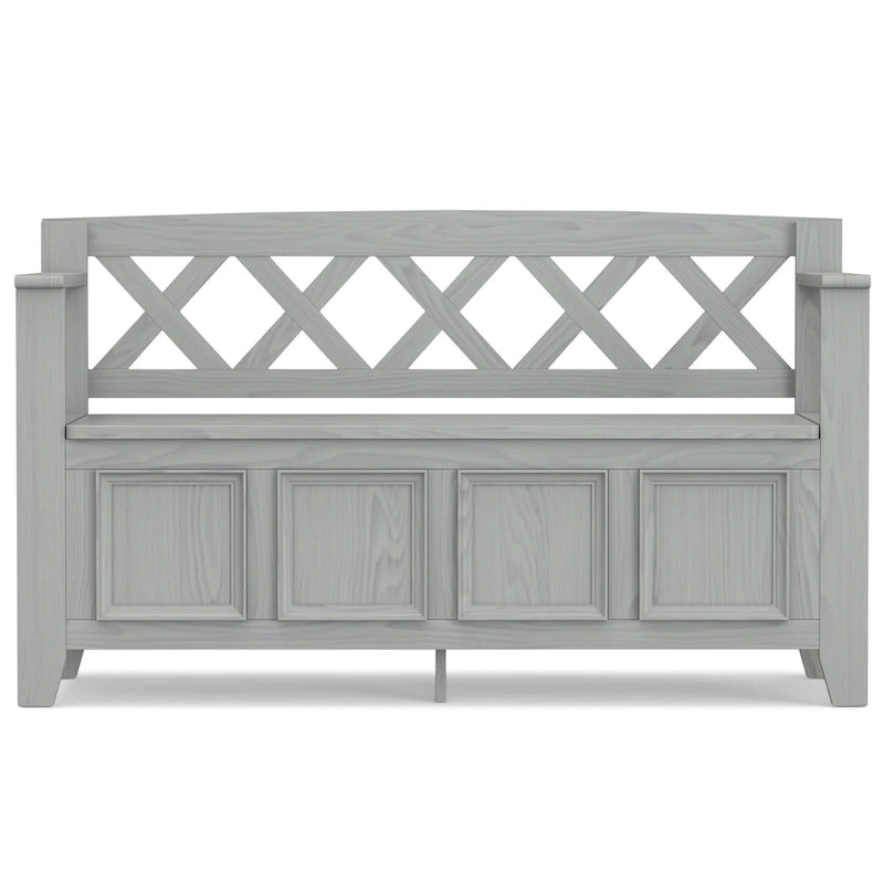 Banc de rangement en bois massif de 122 cm avec couvercle relevable