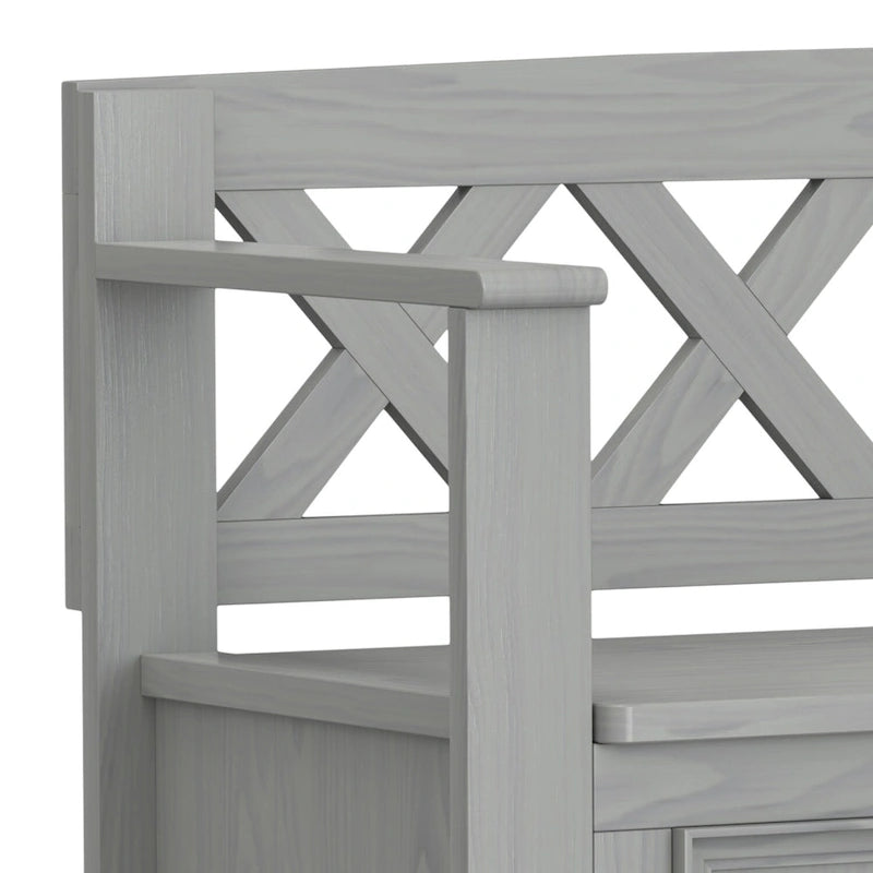 Banc de rangement en bois massif de 122 cm avec couvercle relevable