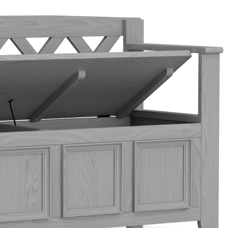 Banc de rangement en bois massif de 122 cm avec couvercle relevable