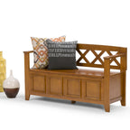 Banc de rangement en bois massif de 122 cm avec couvercle relevable