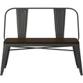 Banc de salle à manger avec dossier, plateau bois et pieds métal