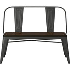 Banc de salle à manger avec dossier, plateau bois et pieds métal