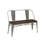 Banc de salle à manger avec dossier, plateau bois et pieds métal
