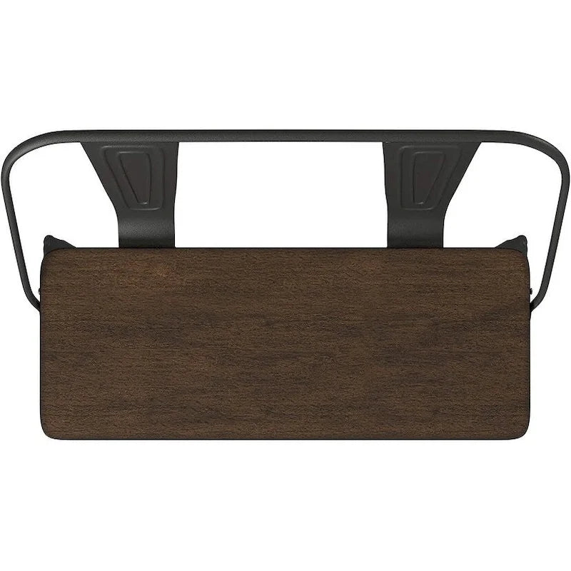 Banc de salle à manger avec dossier, plateau bois et pieds métal