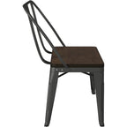 Banc de salle à manger avec dossier, plateau bois et pieds métal