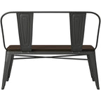 Banc de salle à manger avec dossier, plateau bois et pieds métal