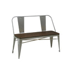 Banc de salle à manger avec dossier, plateau bois et pieds métal