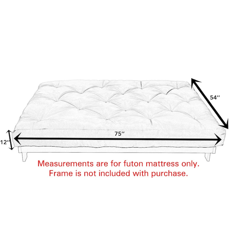 Matelas de sol futon pleine grandeur de 12 pouces