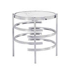 Table d'appoint ronde avec plateau en pierre frittée et cadre en métal, 52,5 cm