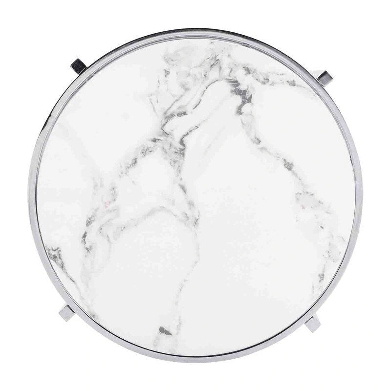 Table d'appoint ronde avec plateau en pierre frittée et cadre en métal, 52,5 cm