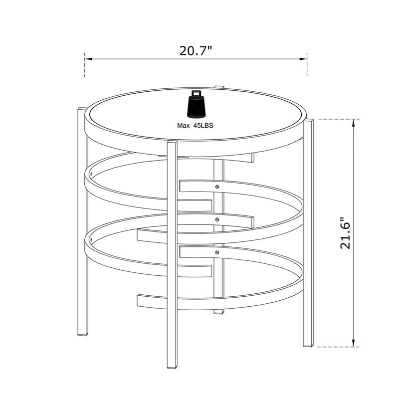 Table d'appoint ronde avec plateau en pierre frittée et cadre en métal, 52,5 cm