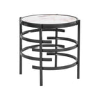 Table d'appoint ronde avec plateau en pierre frittée et cadre en métal, 52,5 cm