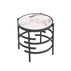 Table d'appoint ronde avec plateau en pierre frittée et cadre en métal, 52,5 cm