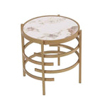 Table d'appoint ronde avec plateau en pierre frittée et cadre en métal, 52,5 cm