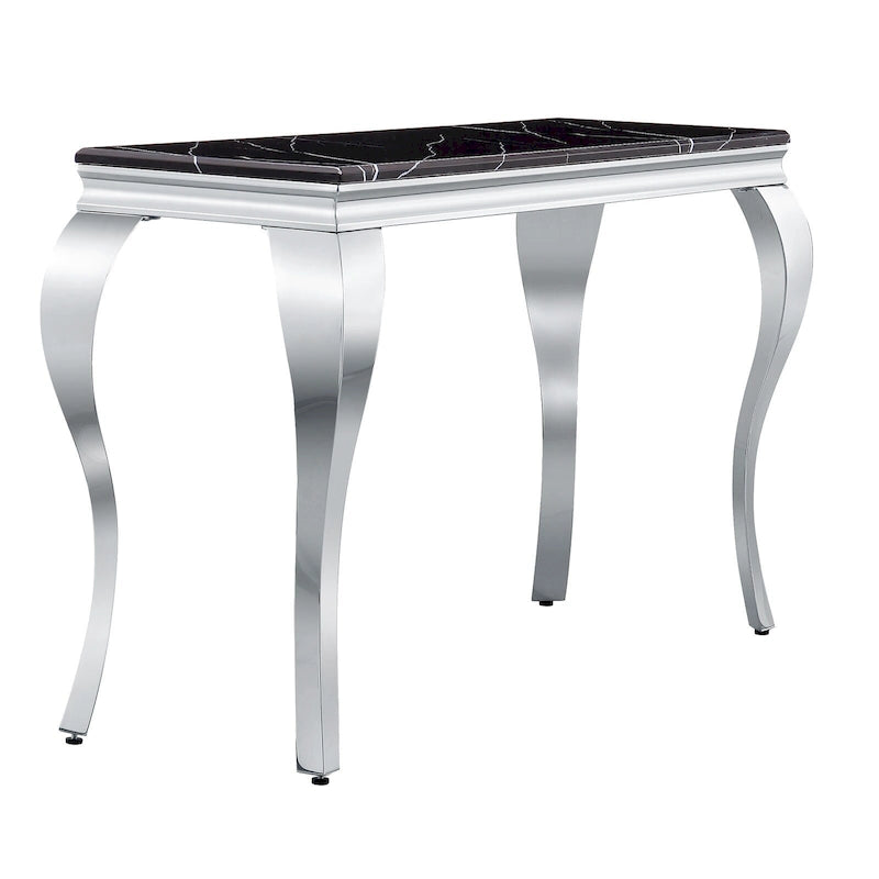 Console avec plateau texturé et pieds en métal