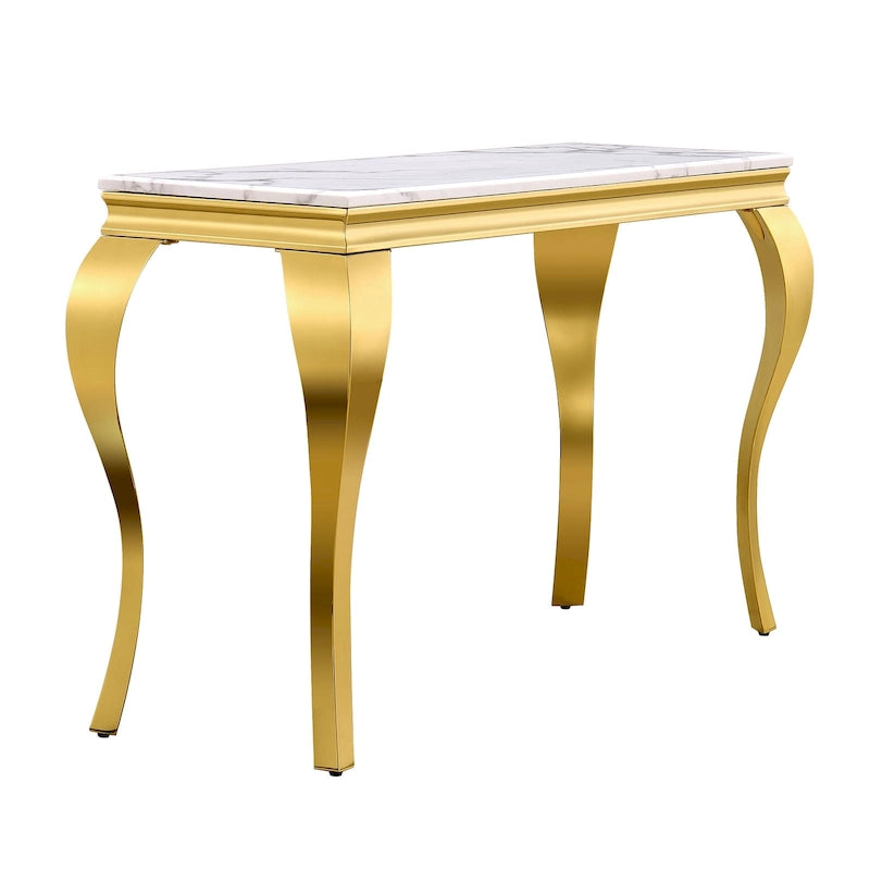 Console avec plateau texturé et pieds en métal