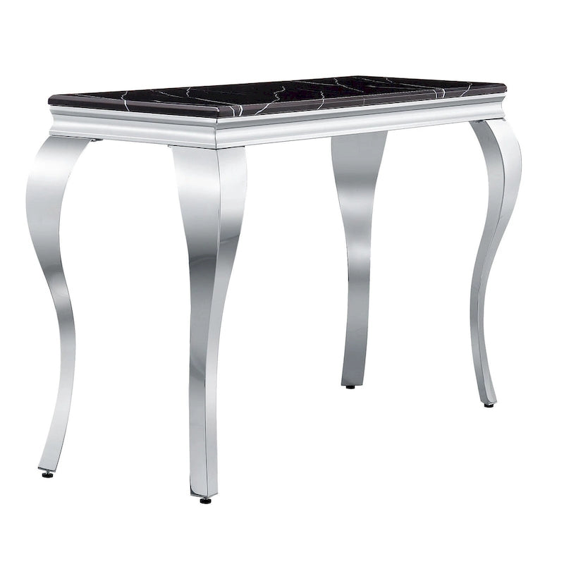 Console avec plateau texturé et pieds en métal