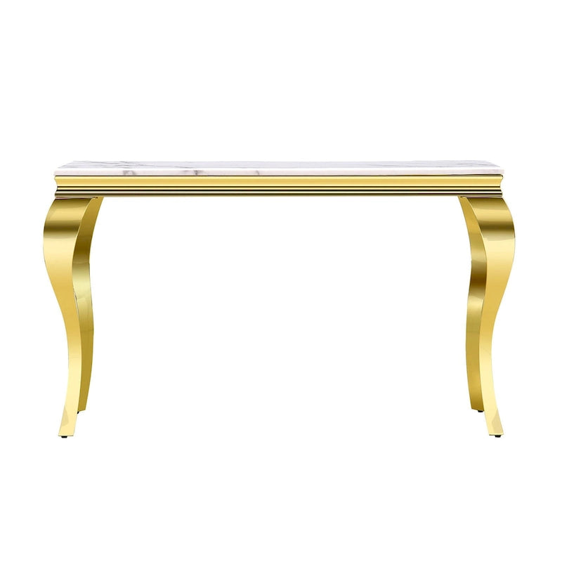 Console avec plateau texturé et pieds en métal