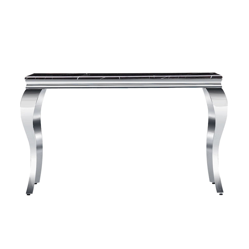 Console avec plateau texturé et pieds en métal