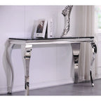 Console avec plateau texturé et pieds en métal