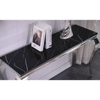Console avec plateau texturé et pieds en métal