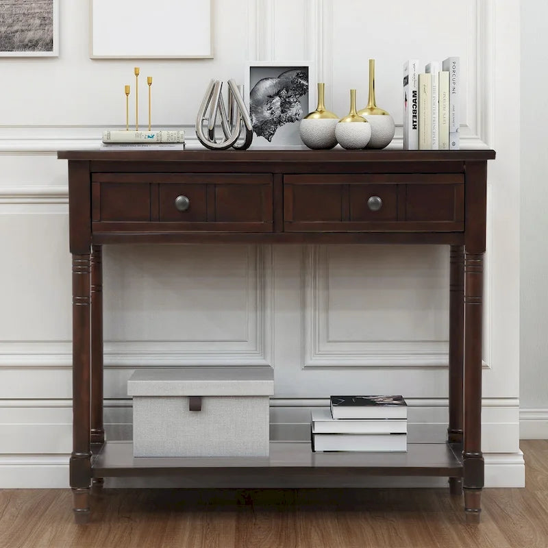 Console avec deux tiroirs et étagère inférieure