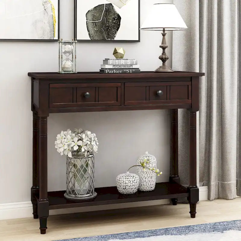 Console avec deux tiroirs et étagère inférieure