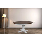 Table à manger ronde sur pied central avec rallonge
