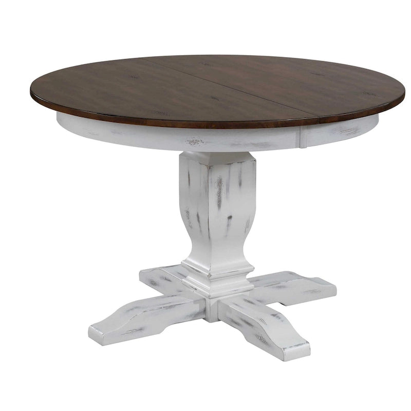 Table à manger ronde sur pied central avec rallonge
