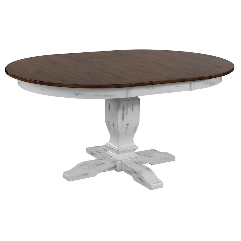 Table à manger ronde sur pied central avec rallonge