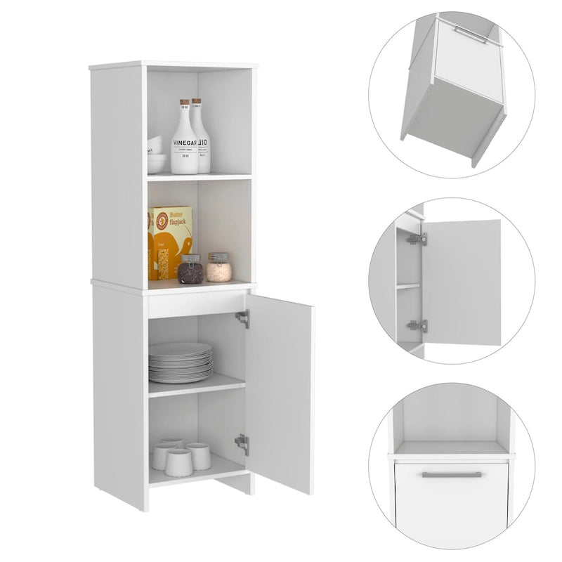 Armoire de garde-manger avec porte simple et quatre étagères