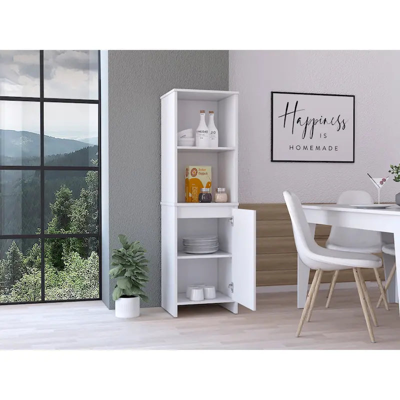 Armoire de garde-manger avec porte simple et quatre étagères