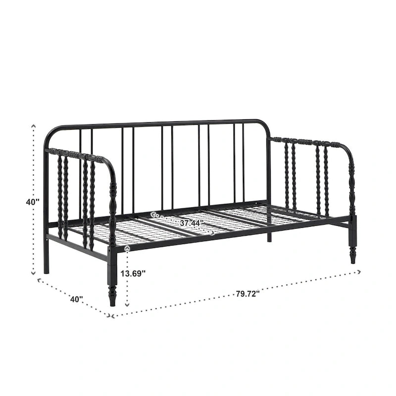 Lit de repos métallique avec motif à barreaux