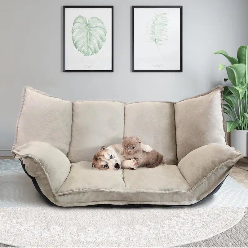 Chaise longue réglable avec revêtement en tissu