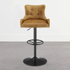 Tabouret de bar pivotant en cuir véritable avec hauteur réglable