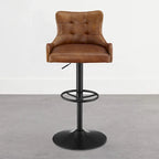 Tabouret de bar pivotant en cuir véritable avec hauteur réglable