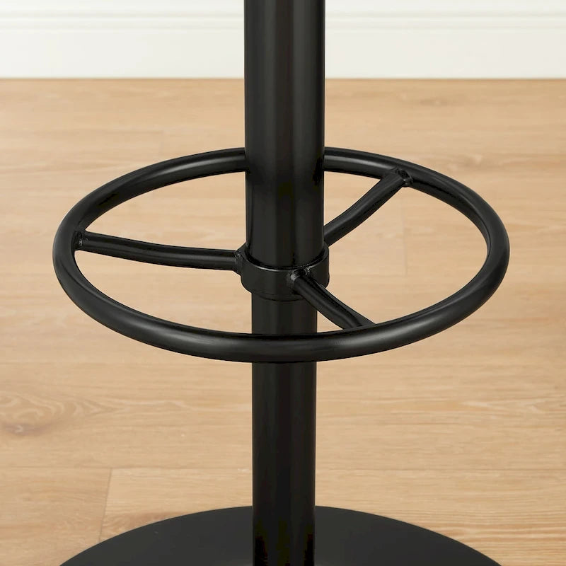 Tabouret de bar pivotant en cuir véritable avec hauteur réglable