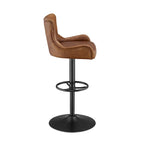 Tabouret de bar pivotant en cuir véritable avec hauteur réglable