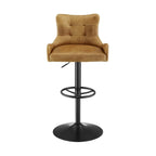 Tabouret de bar pivotant en cuir véritable avec hauteur réglable