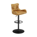 Tabouret de bar pivotant en cuir véritable avec hauteur réglable