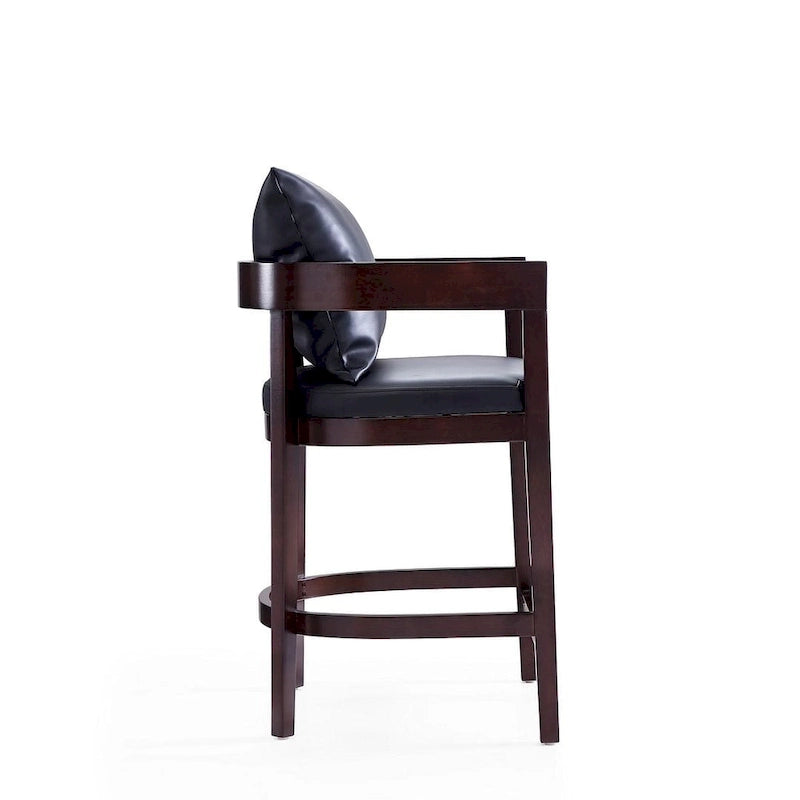Tabouret de bar mi-century à hauteur de comptoir avec dossier rembourré