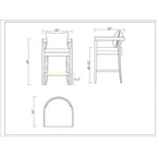 Tabouret de bar mi-century à hauteur de comptoir avec dossier rembourré