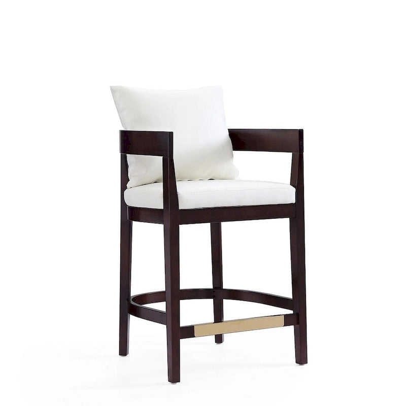 Tabouret de bar mi-century à hauteur de comptoir avec dossier rembourré